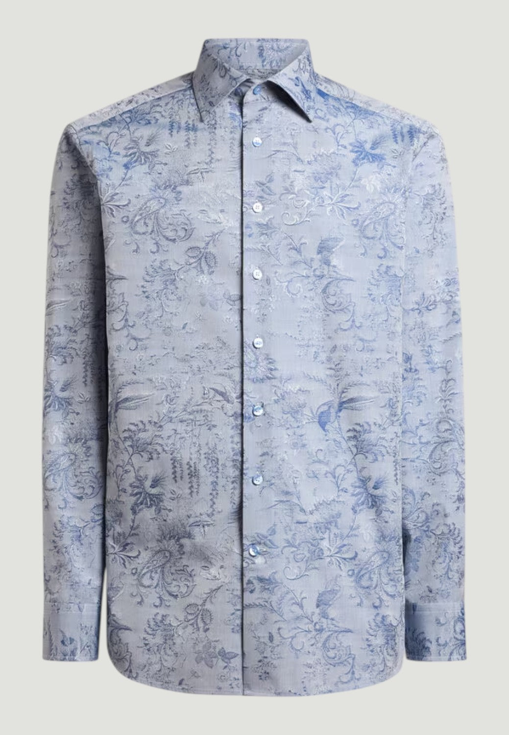 Cotton Jacquard Shirt with Floral Paisley Motif-40-ETRO-Levy's Clothier