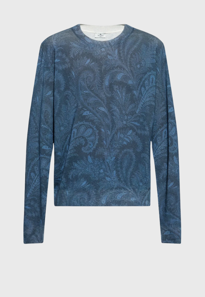 Patterned Crewneck Knitted Jumper-S-ETRO-Levy's Clothier