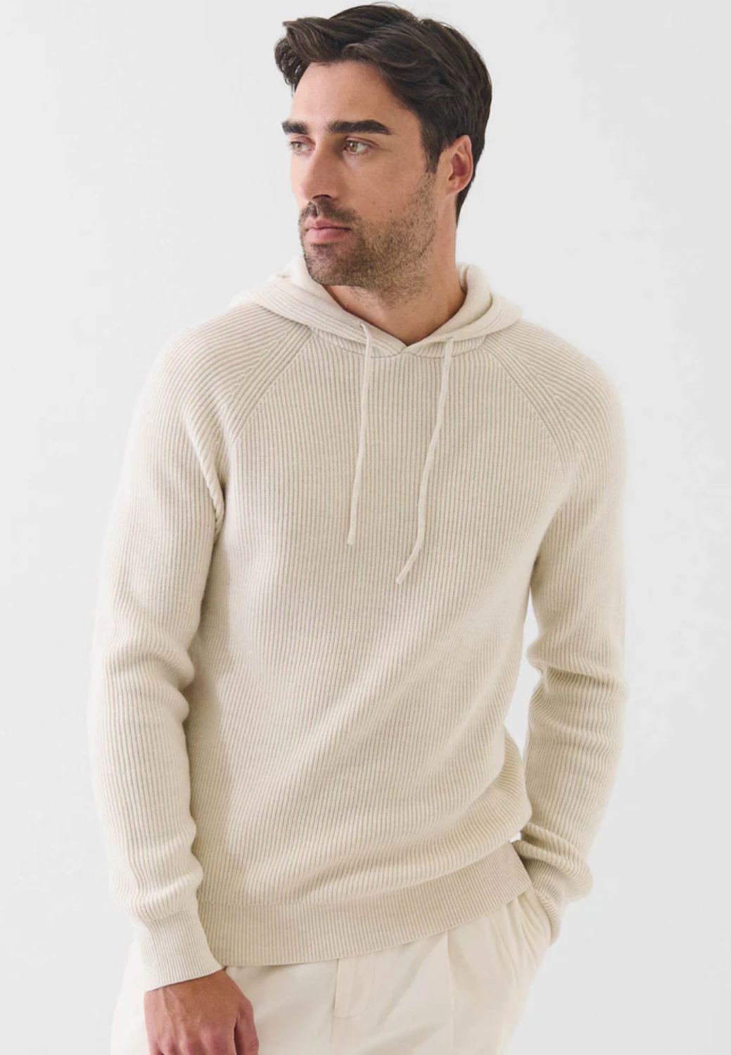 Merino Ribbed Hoodie-S-LATTE-PATRICK ASSARAF-Levy's Clothier