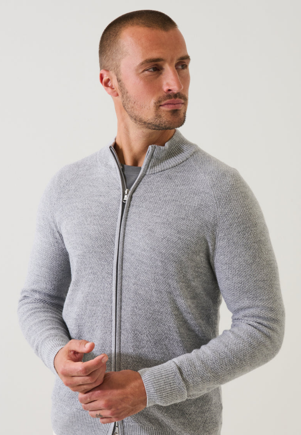 Merino Seed Stitch Full-Zip Cardigan-M-COSMOS BLUE-PATRICK ASSARAF-Levy's Clothier