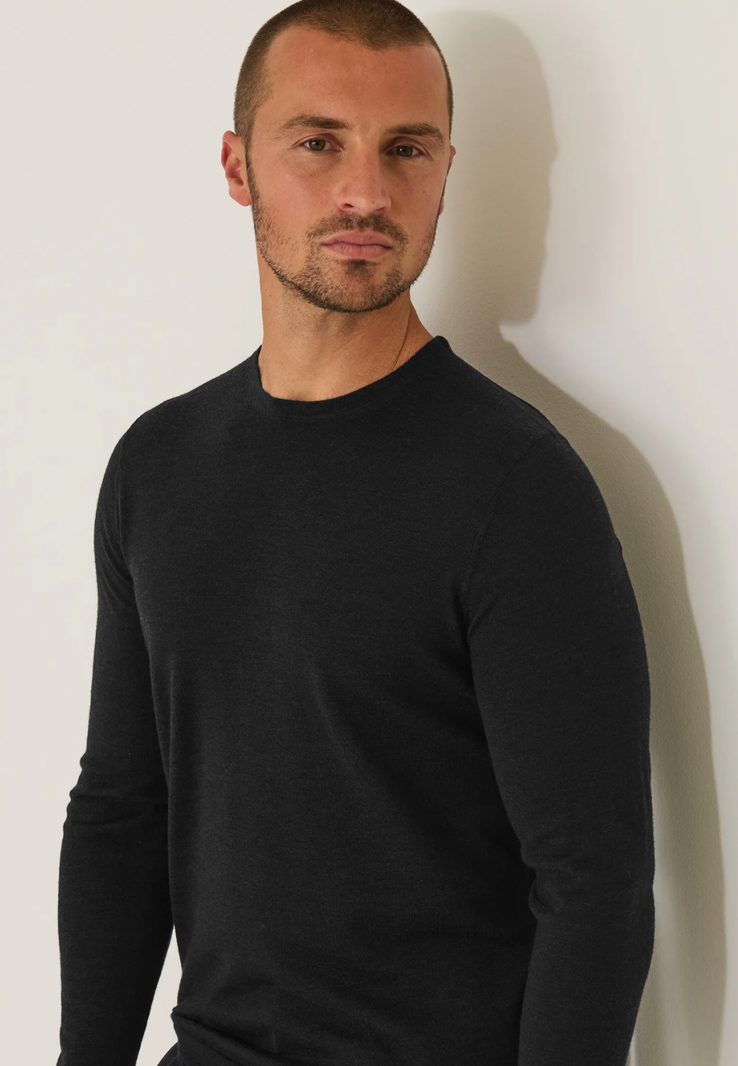 Extra-Fine Merino Wool Crewneck Sweater-S-BLACK-PATRICK ASSARAF-Levy's Clothier