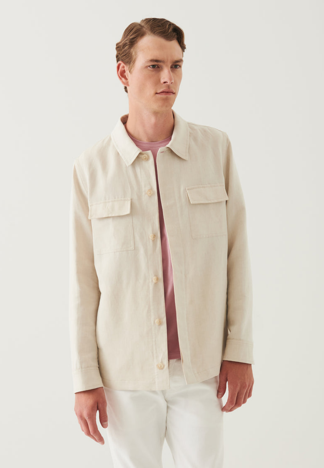 Linen Cotton Blend Shirt Jacket-M-CLAY-PATRICK ASSARAF-Levy's Clothier