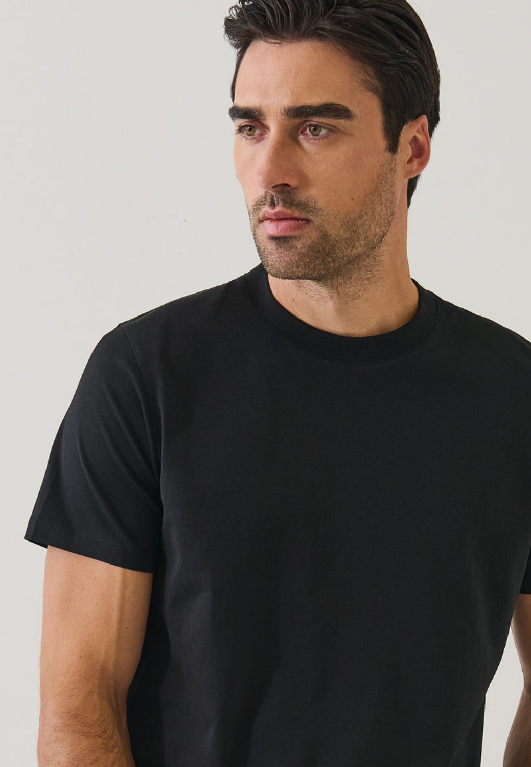 Organic Pima Cotton High Neck T-Shirt-M-BLACK-PATRICK ASSARAF-Levy's Clothier