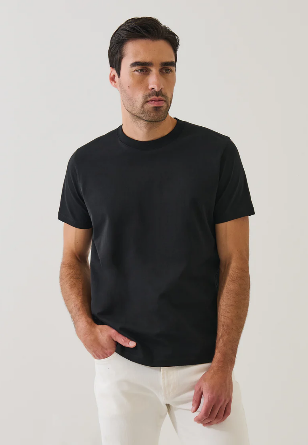 Organic Pima Cotton High Neck T-Shirt-M-BLACK-PATRICK ASSARAF-Levy's Clothier