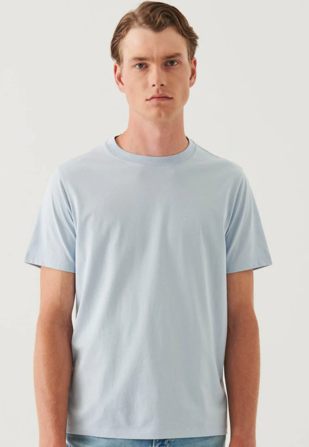 Organic Pima Cotton High Neck T-Shirt-M-BLUE ICE-PATRICK ASSARAF-Levy's Clothier