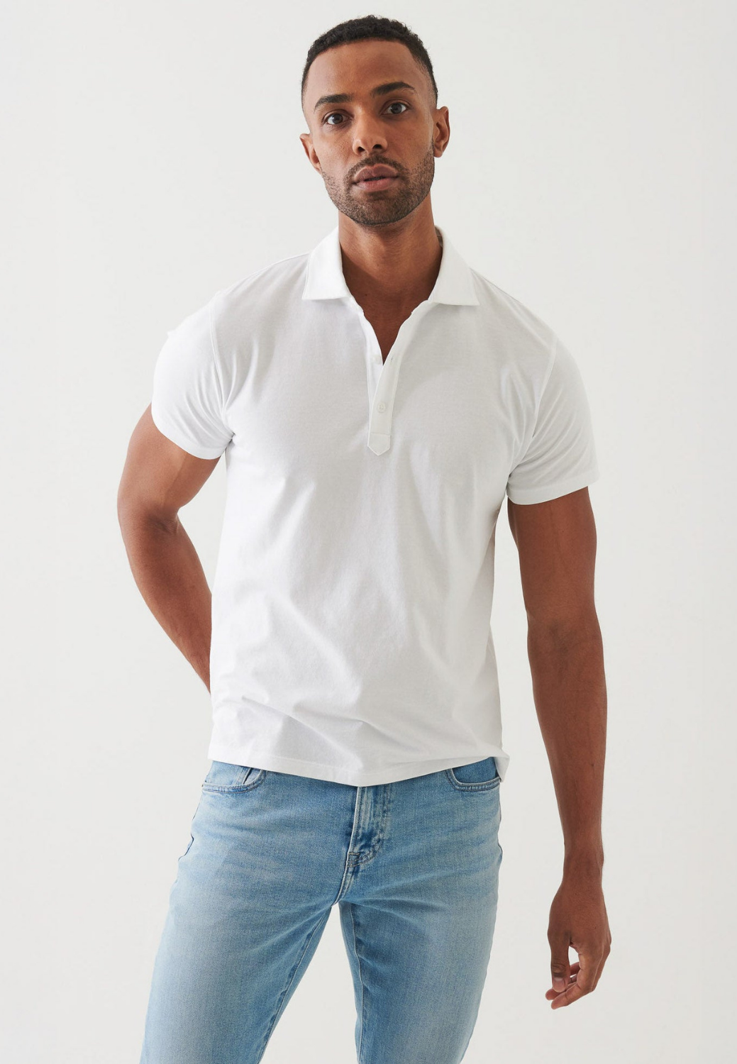 Organic Pima Cotton Polo Shirt-M-WHITE-PATRICK ASSARAF-Levy's Clothier