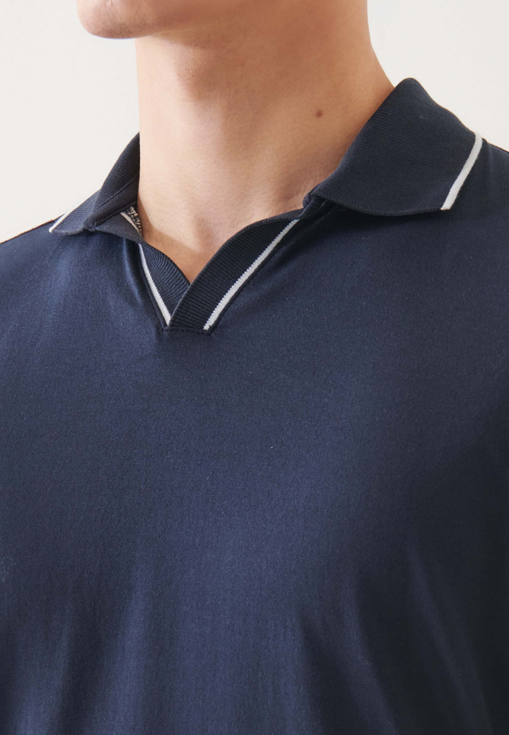 Mercerized Pima Cotton Tipped Open Polo-M-MIDNIGHT-PATRICK ASSARAF-Levy's Clothier