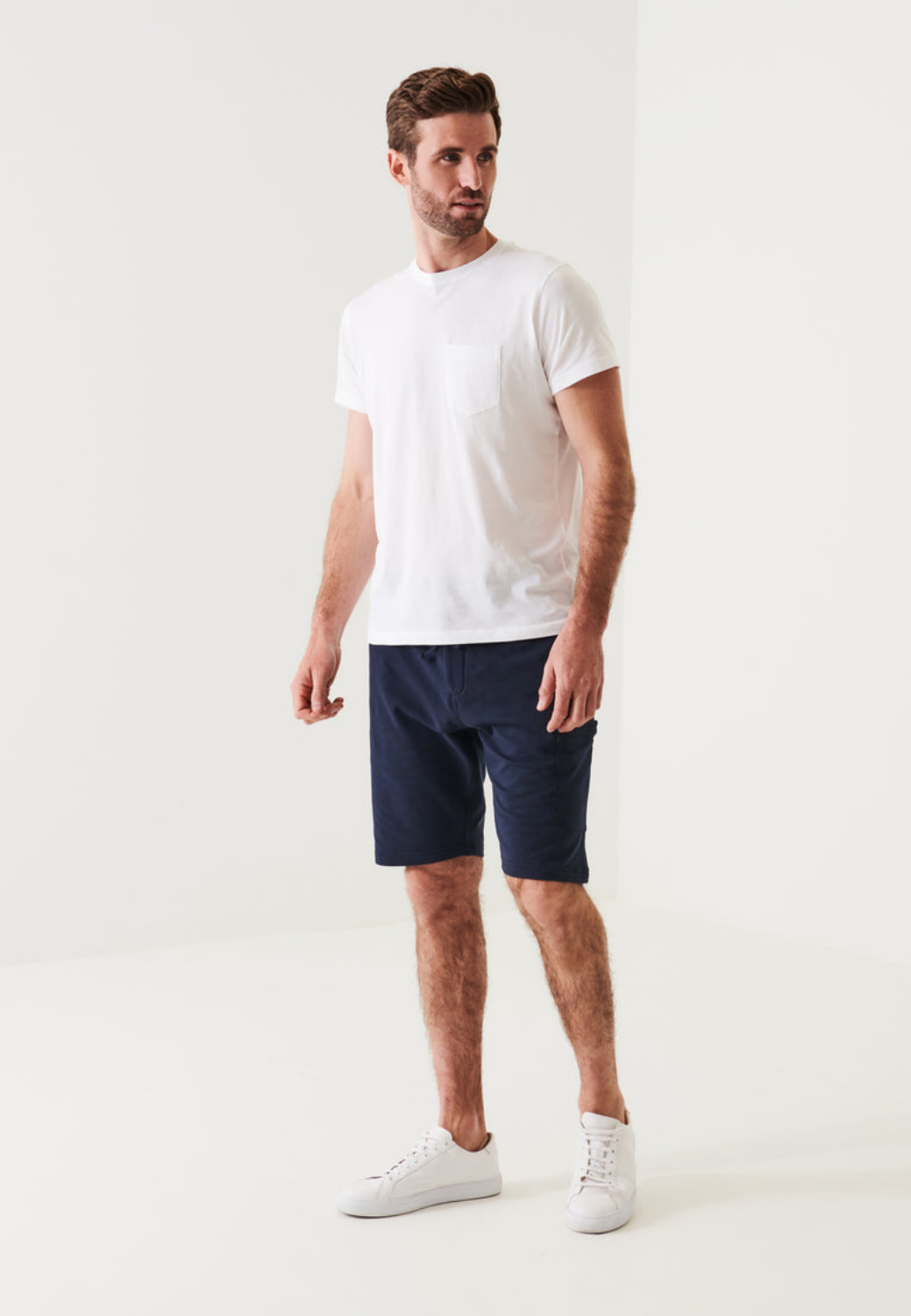 Pima Cotton French Terry Cargo Short-S-WHITE-PATRICK ASSARAF-Levy's Clothier