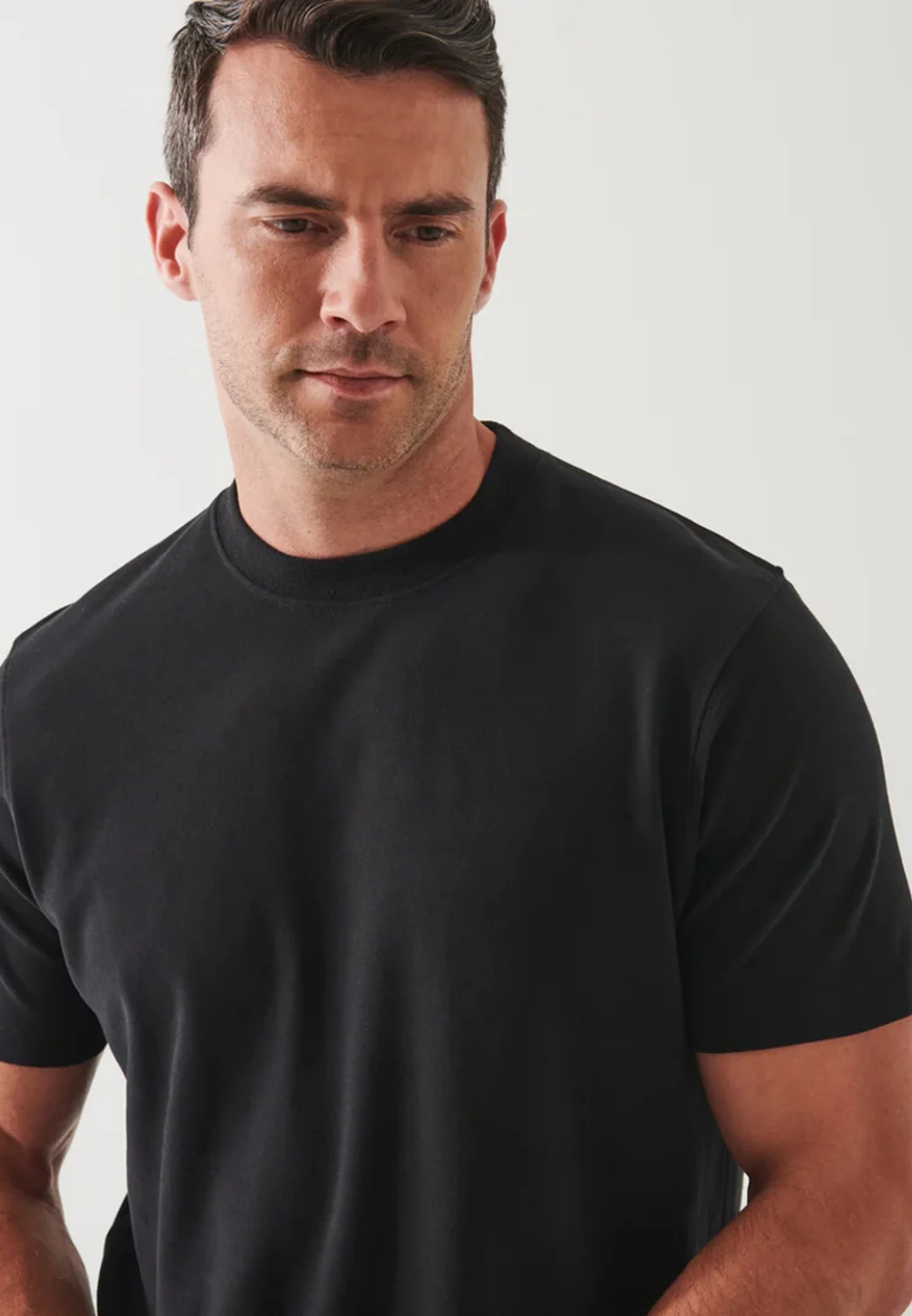 Pima Stretch Brushed T-Shirt - Black