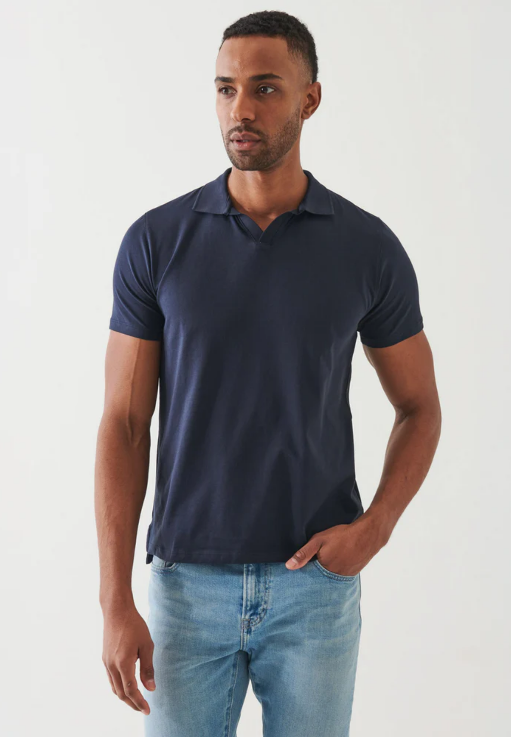 Pima Cotton Stretch Open Polo-S-MOONLIGHT-PATRICK ASSARAF-Levy's Clothier