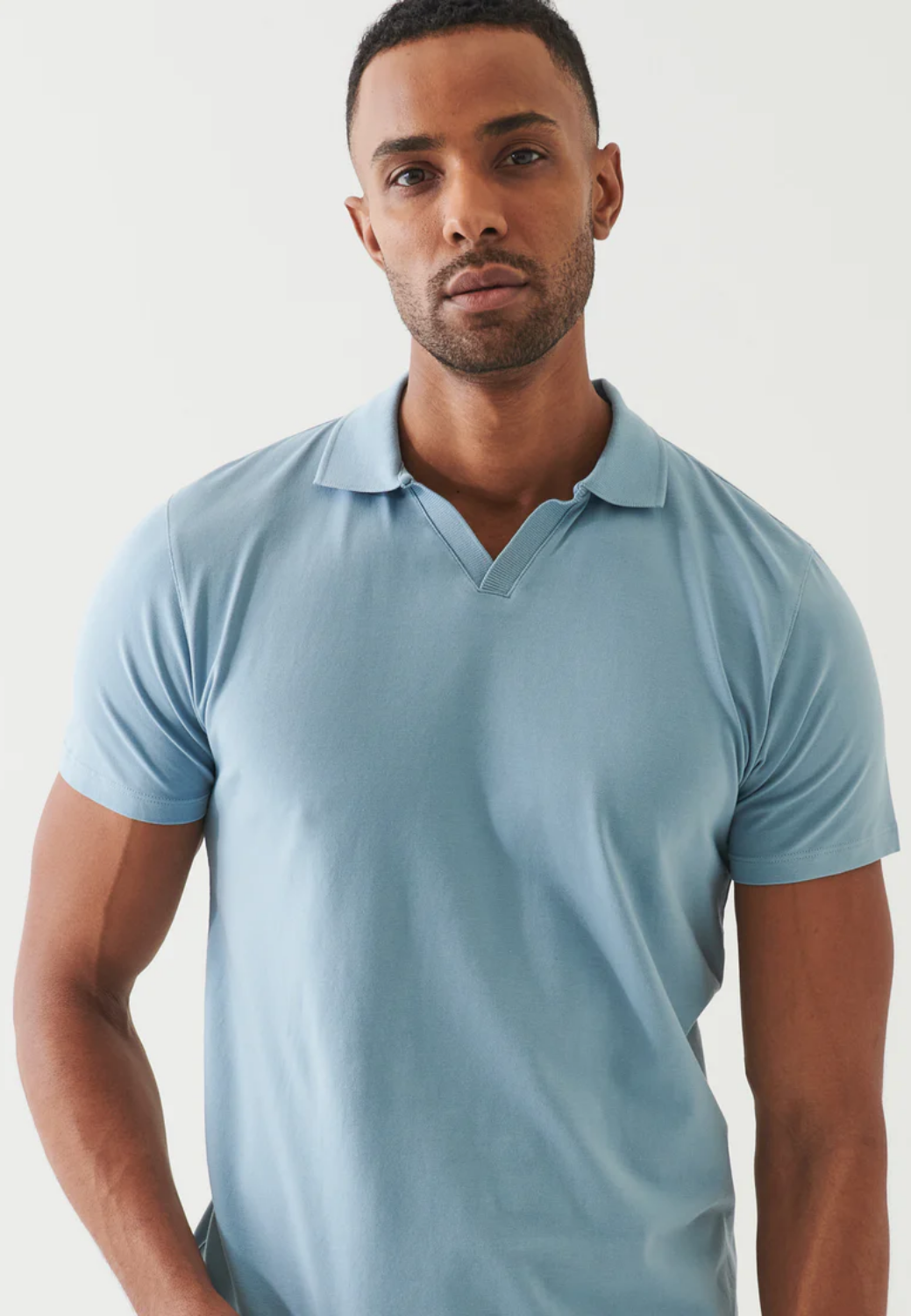 Pima Cotton Stretch Open Polo-S-MOONLIGHT-PATRICK ASSARAF-Levy's Clothier