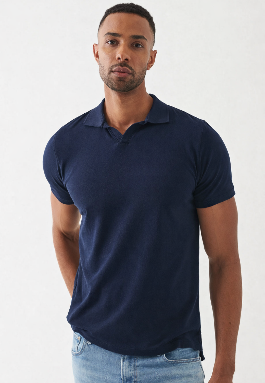 Pima Cotton Stretch Open Polo-S-MOONLIGHT-PATRICK ASSARAF-Levy's Clothier