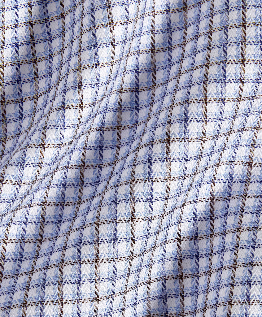 Blue & Chocolate Herringbone Check Dress Shirt