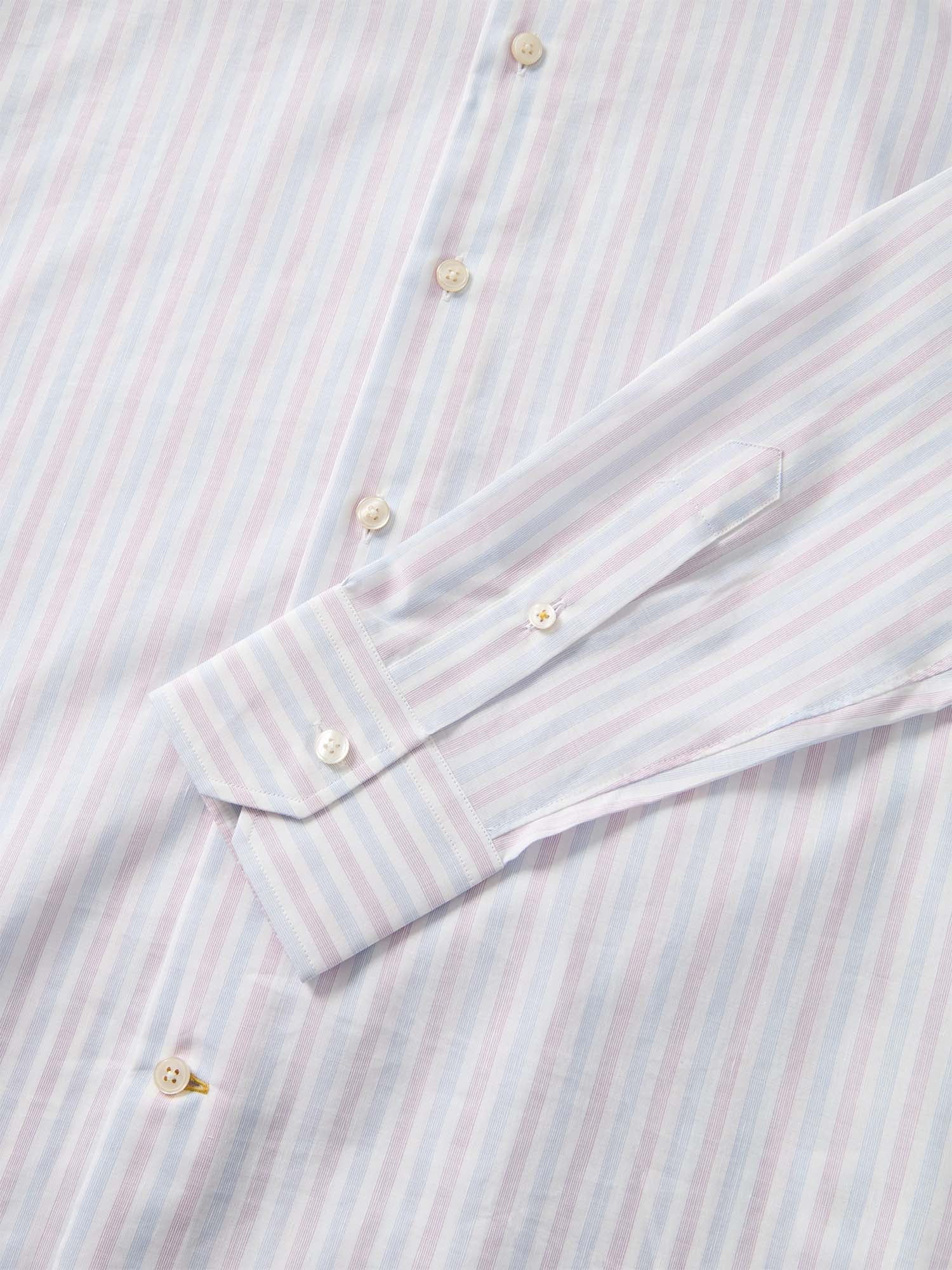 Reynolds Blue Multi Thin Stripe Cotton Linen Blend Shirt in Contemporary Fit-16-RASPBERRY-ROBERT TALBOTT-Levy's Clothier