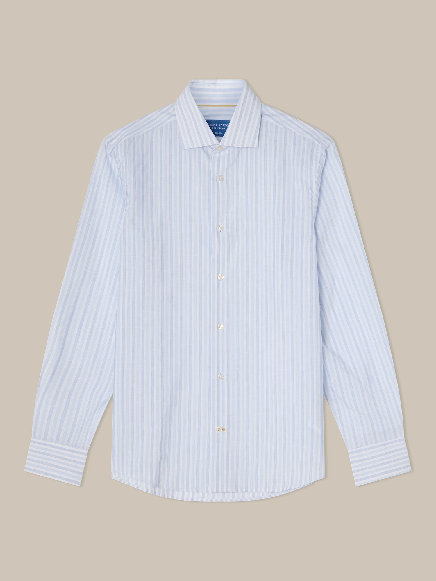 Reynolds Blue Multi Thin Stripe Cotton Linen Blend Shirt in Contemporary Fit-16-RASPBERRY-ROBERT TALBOTT-Levy's Clothier