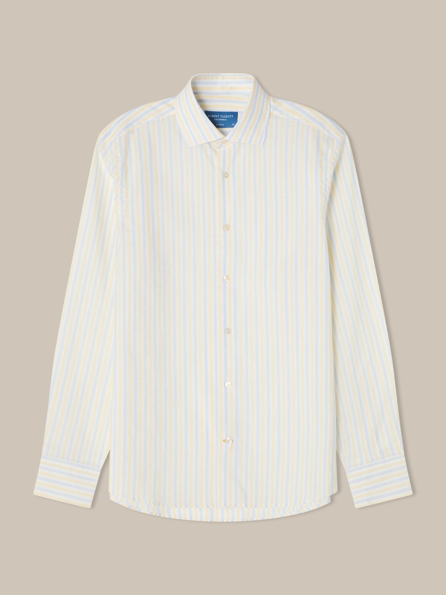 Reynolds Blue Multi Thin Stripe Cotton Linen Blend Shirt in Contemporary Fit-16-RASPBERRY-ROBERT TALBOTT-Levy's Clothier
