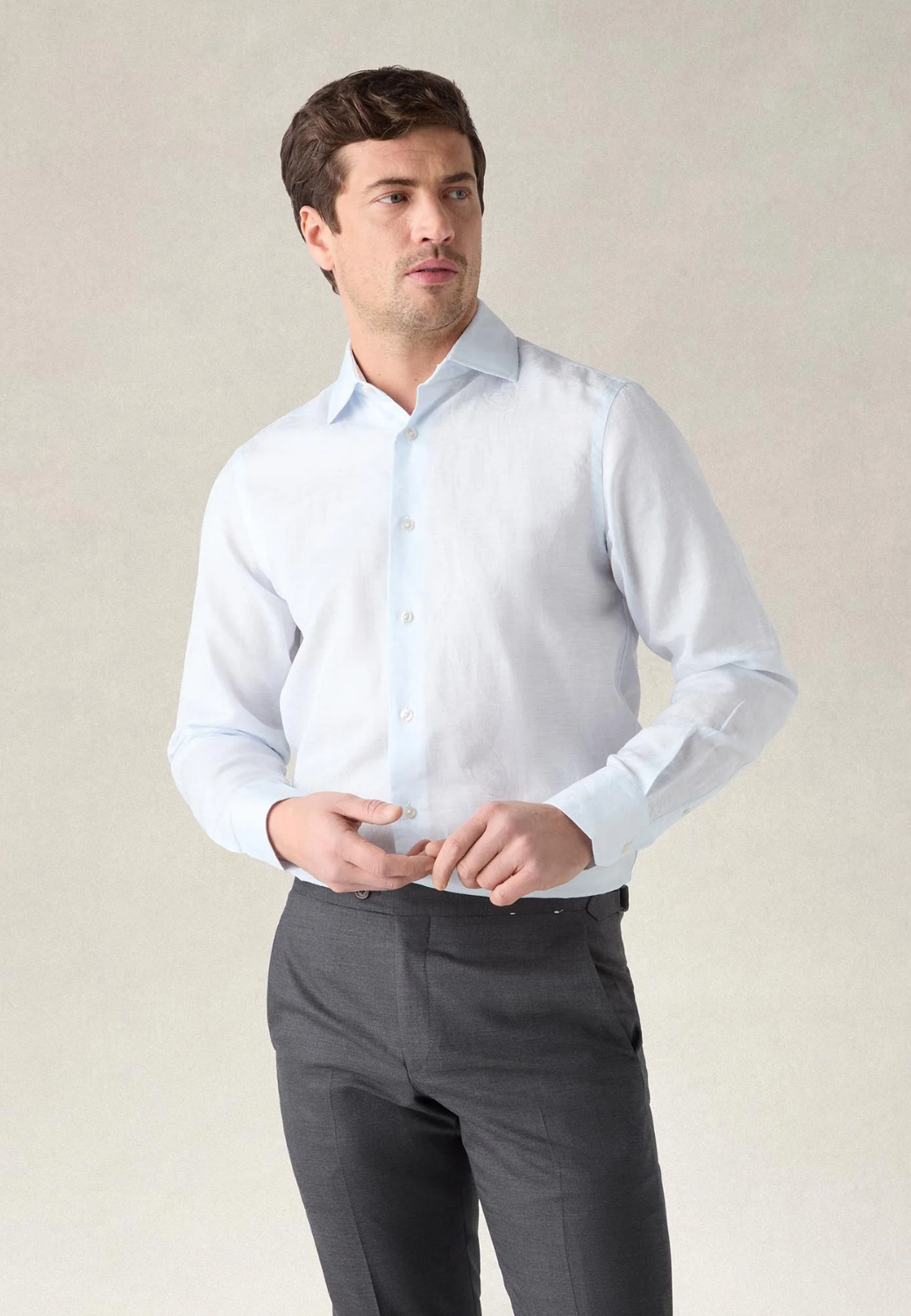 Reynolds Paisley Jacquard Cotton Linen Blend Shirt-15-LIGHT BLUE-ROBERT TALBOTT-Levy's Clothier