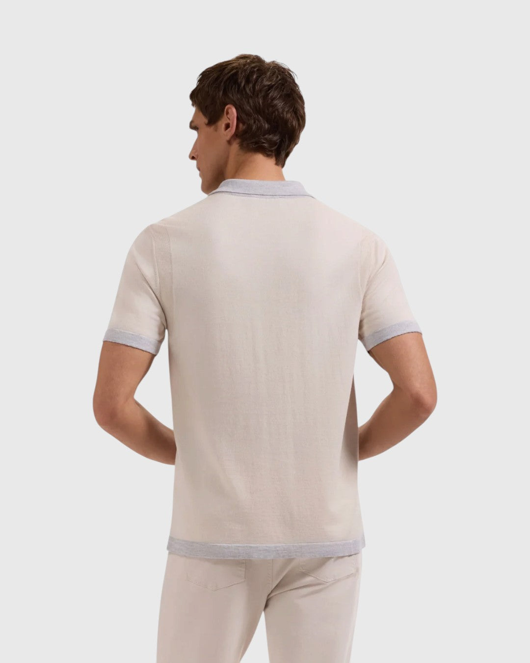 Jersey Knit Short-Sleeve Polo Sweater-M-ALMOND-BUGATCHI-Levy's Clothier