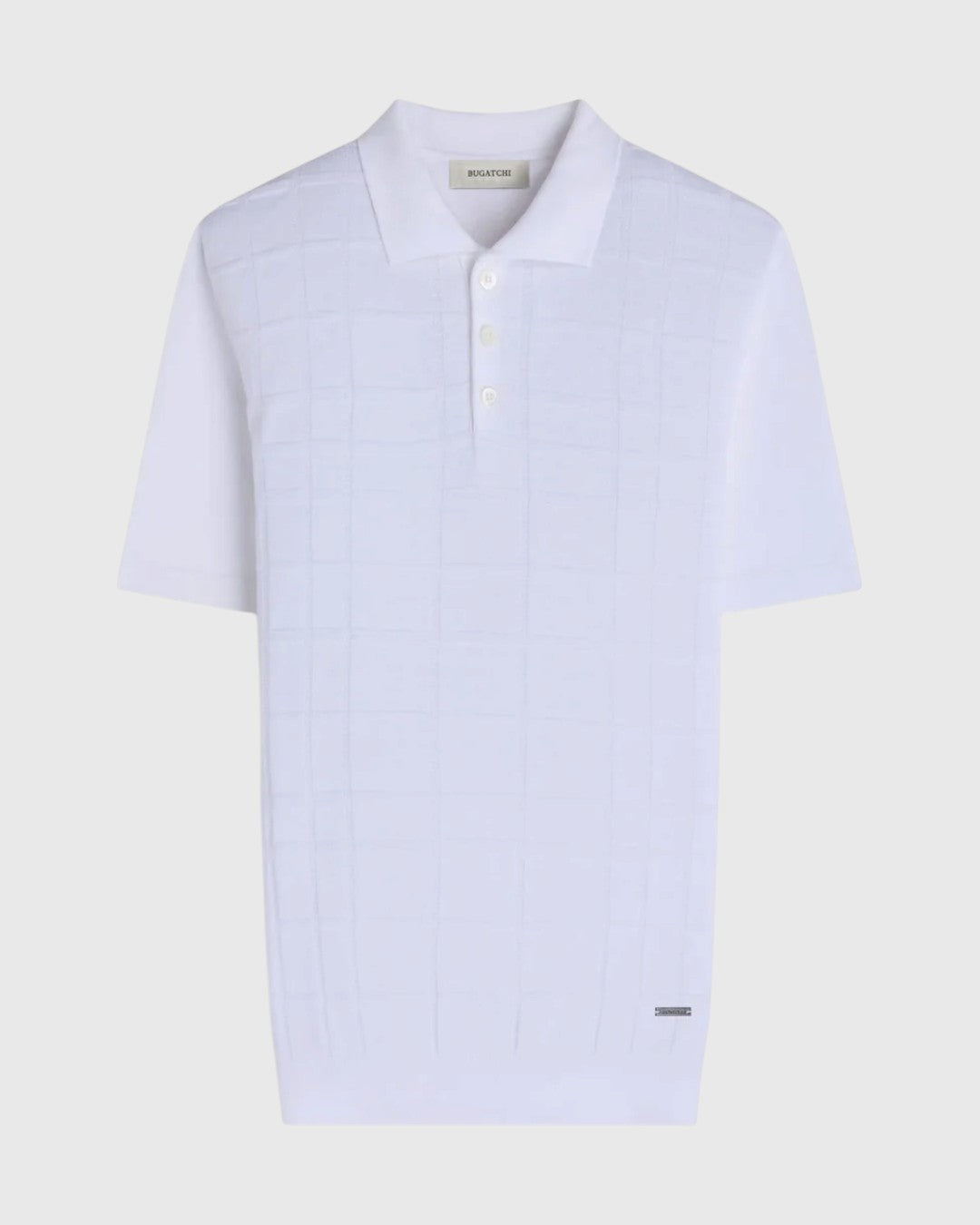 Textured Grid Short-Sleeve Polo Sweater-M-WHITE-BUGATCHI-Levy's Clothier