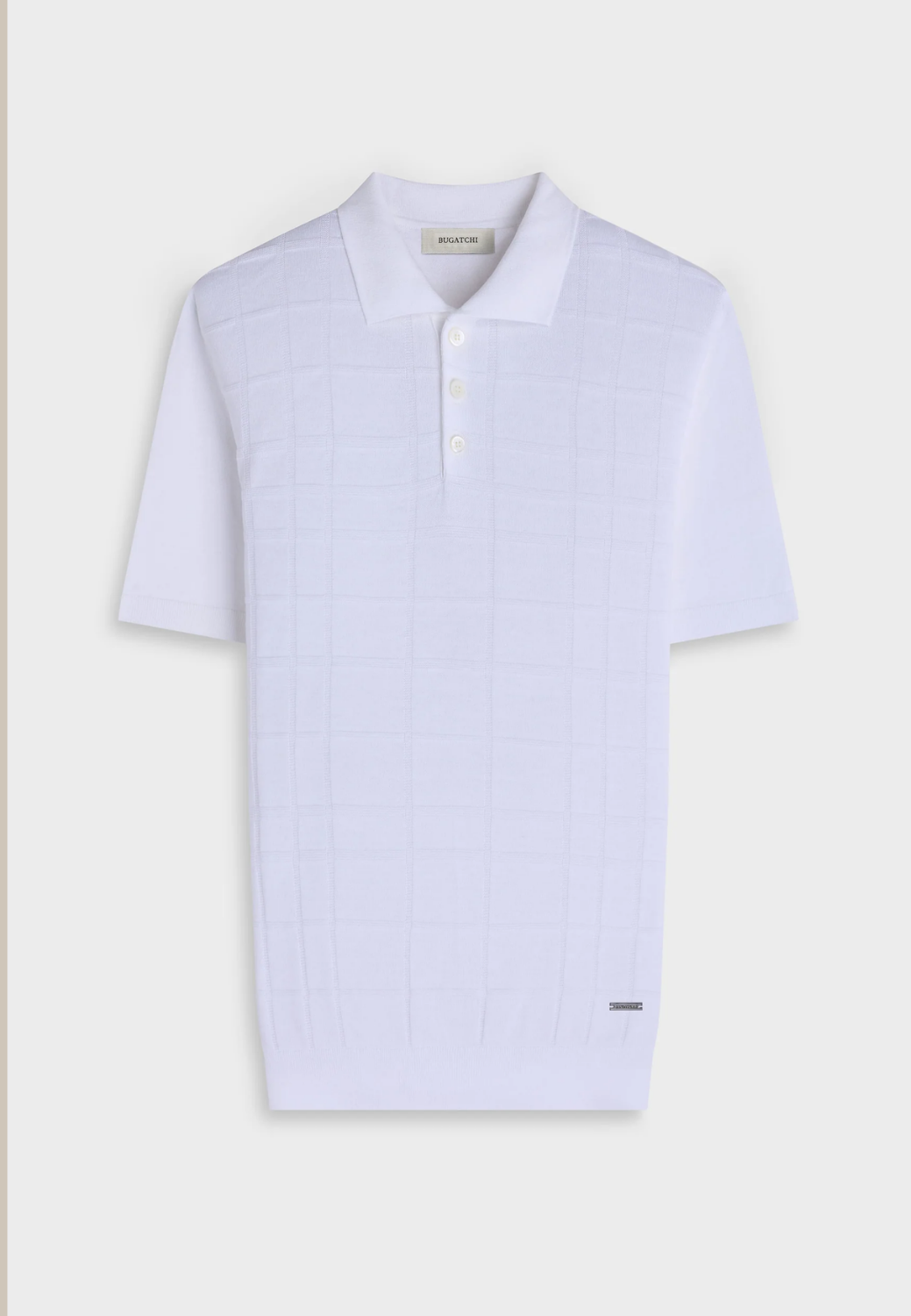 Textured Grid Short-Sleeve Polo Sweater-M-WHITE-BUGATCHI-Levy's Clothier