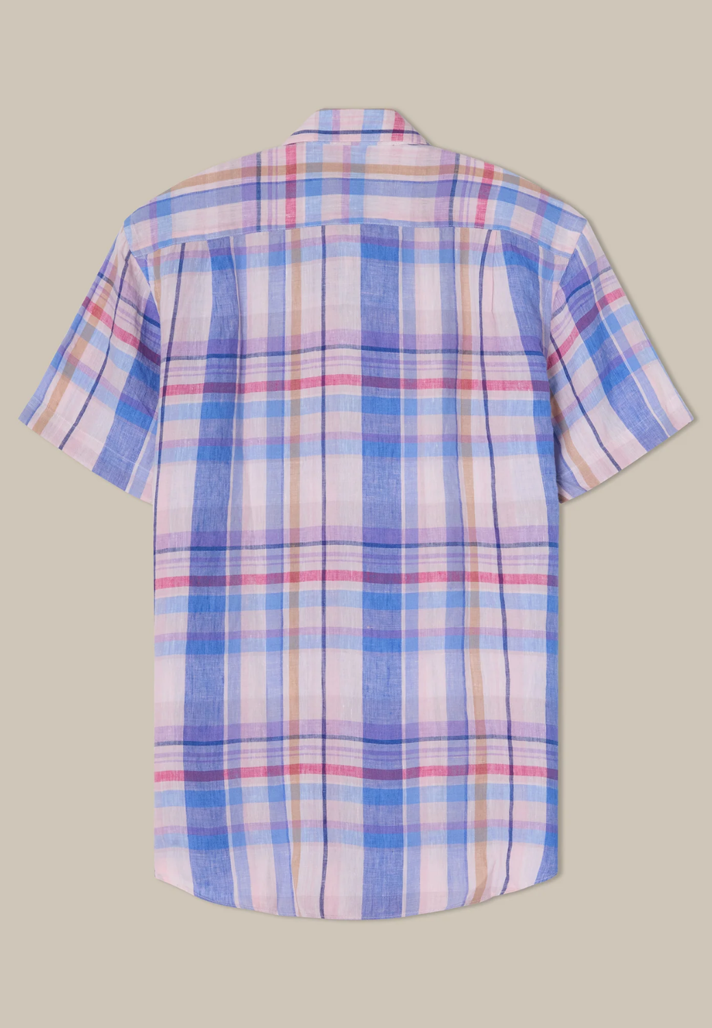 Morgan Plaid Linen Short Sleeve Shirt-S-PINK MULTI-ROBERT TALBOTT-Levy's Clothier