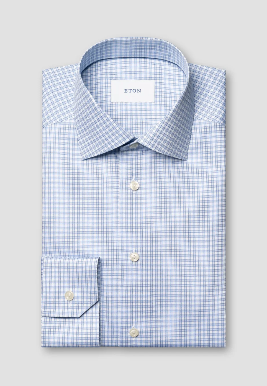 Signature Check Twill - Mid Blue-15-ETON OF SWEDEN-Levy's Clothier