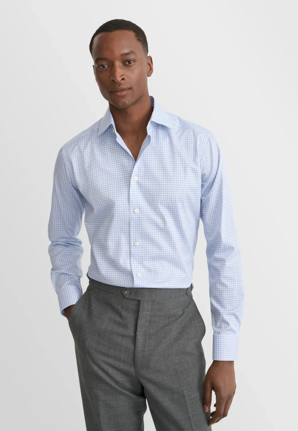 Signature Check Twill - Mid Blue-15-ETON OF SWEDEN-Levy's Clothier