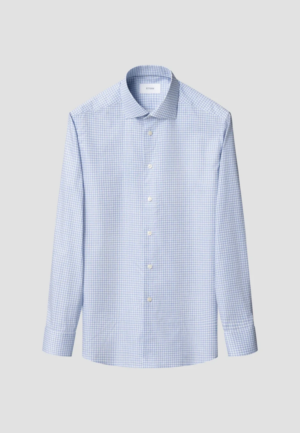 Signature Check Twill - Mid Blue-15-ETON OF SWEDEN-Levy's Clothier