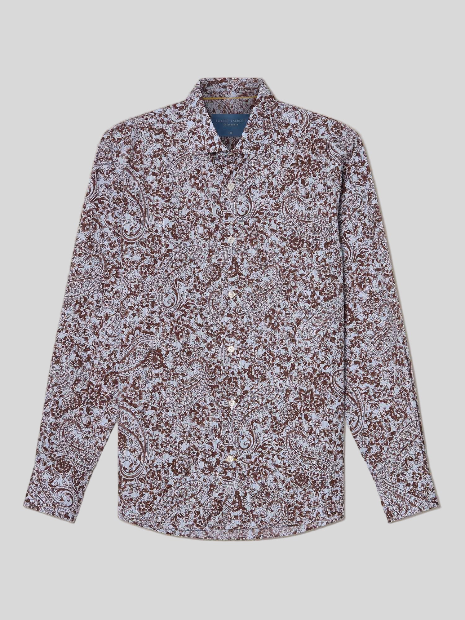 Reynolds Floral Paisley Print Shirt-S-BROWN MULTI-ROBERT TALBOTT-Levy's Clothier