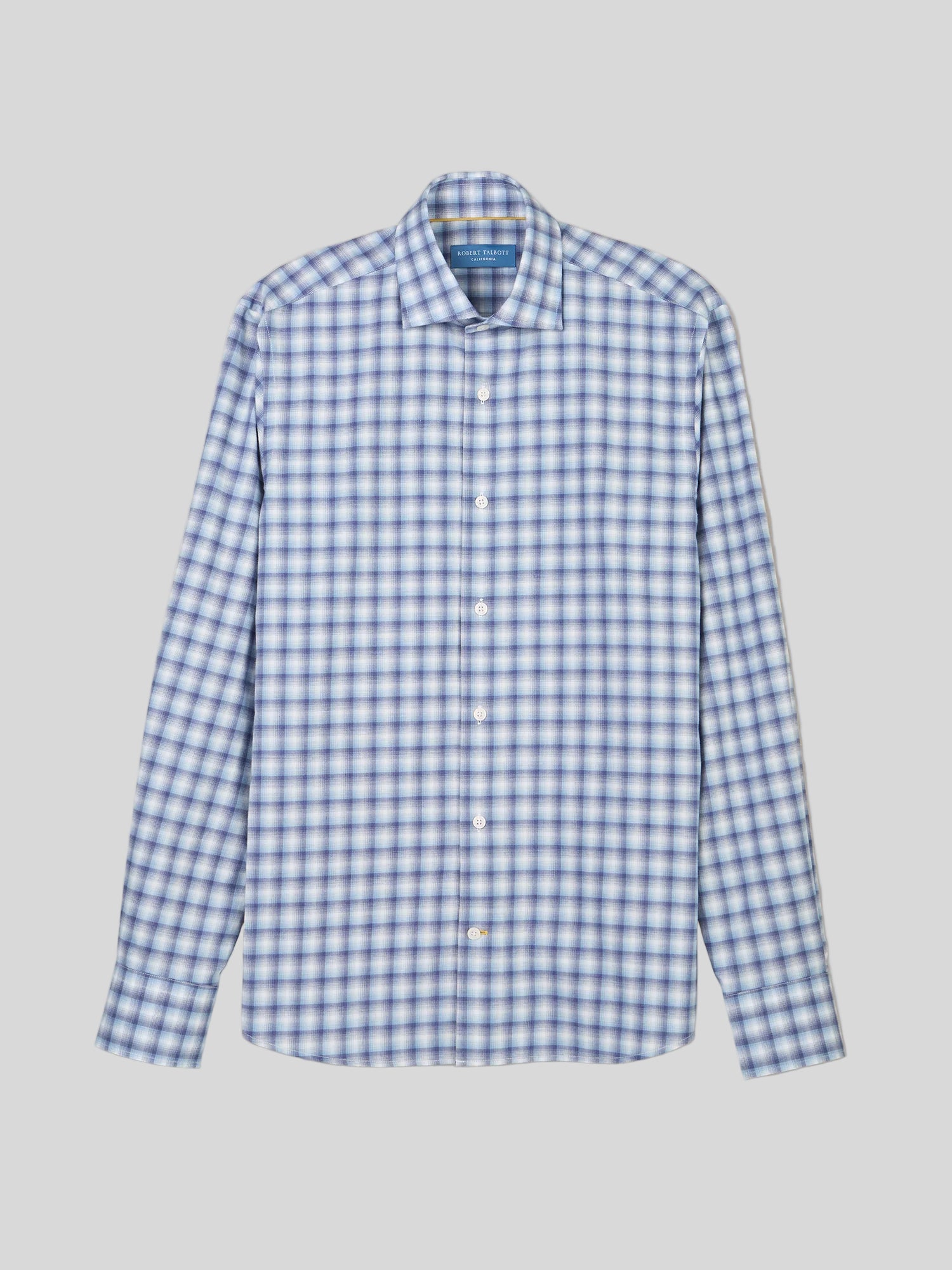Reynolds Ultra Light Weight Brushed Ombre Plaid Shirt-M-BLUE MULTI-ROBERT TALBOTT-Levy's Clothier