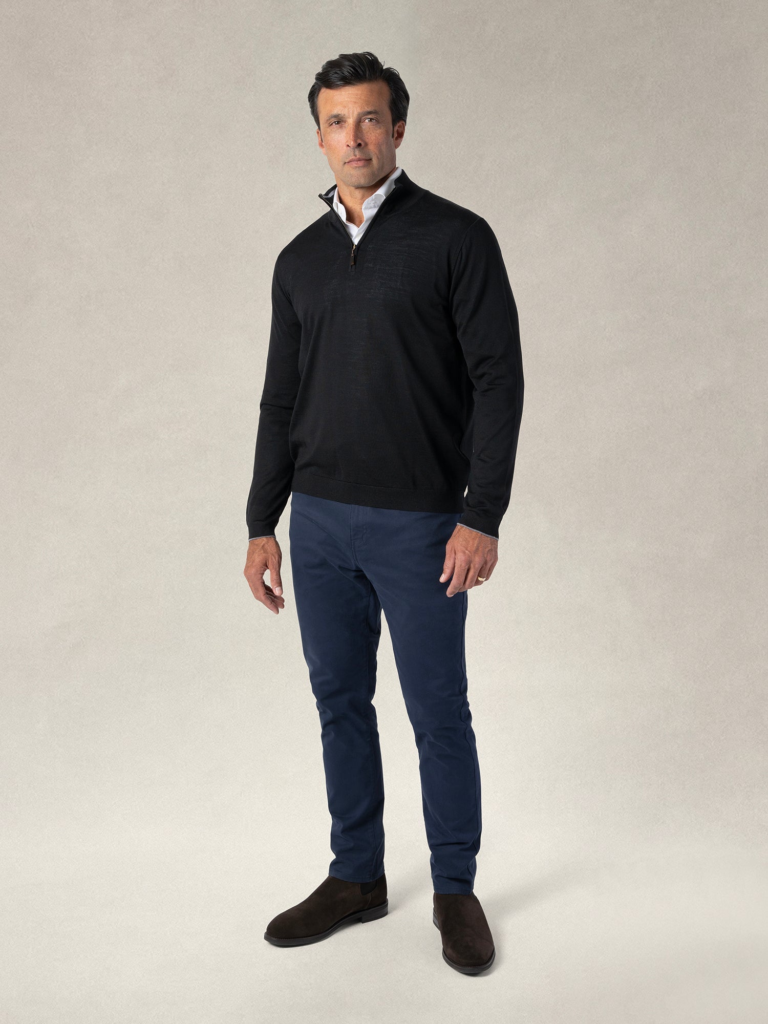 Eastwood Quarter Zip Sweater-M-SKY BLUE WITH NAVY TIPPING-ROBERT TALBOTT-Levy's Clothier