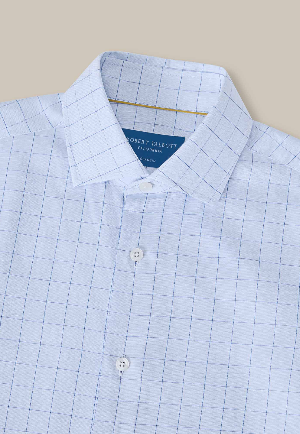 Reynolds Windowpane Cotton Linen Blend Shirt - Blue-S-BLUE-ROBERT TALBOTT-Levy's Clothier