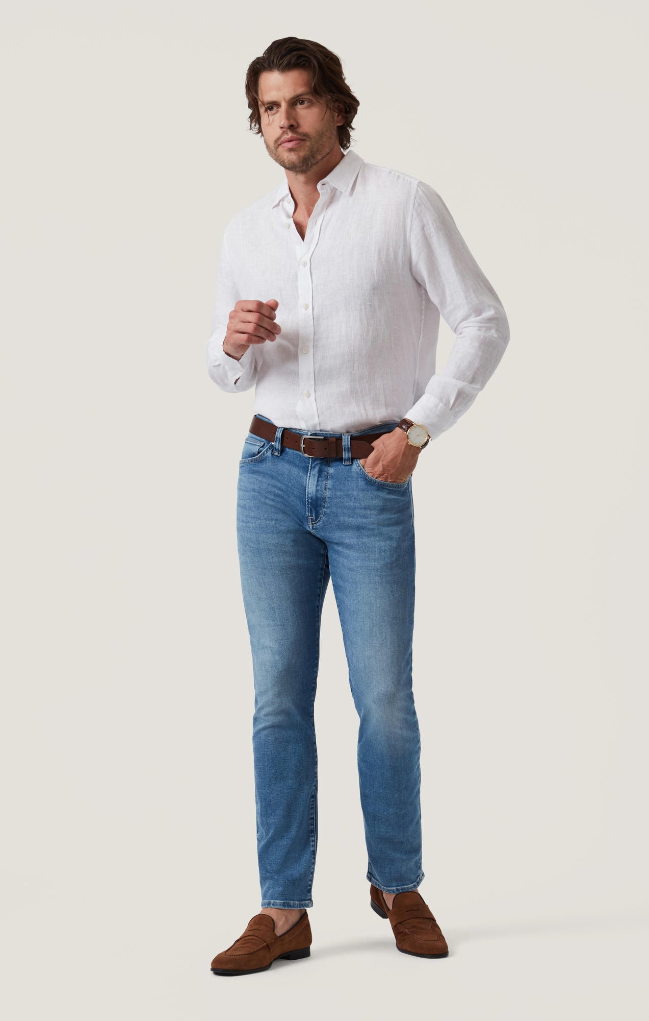 Charisma Relaxed Straight Jeans in Mid Brushed Organic Ultra-31-30"-34 HERITAGE-Levy's Clothier