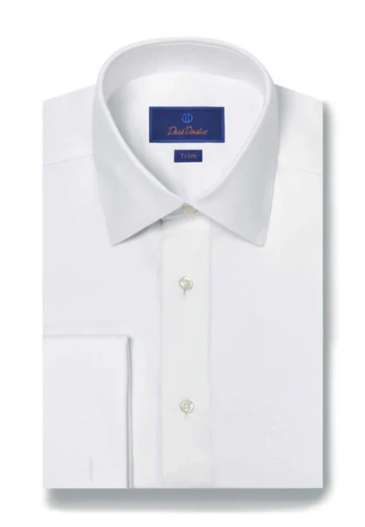 White Performance Shirt - Moisture-Wicking, Trim Fit-15-32/3-DAVID DONAHUE-Levy's Clothier