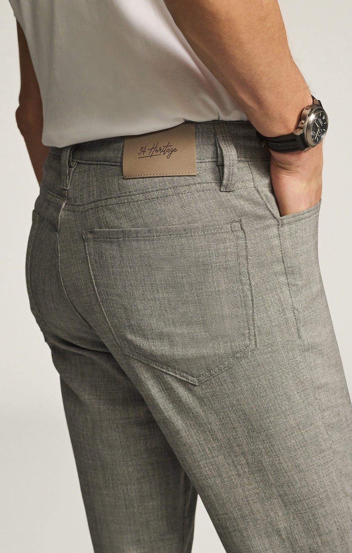 Charisma Relaxed Straight Pants in Grey Cross Twill