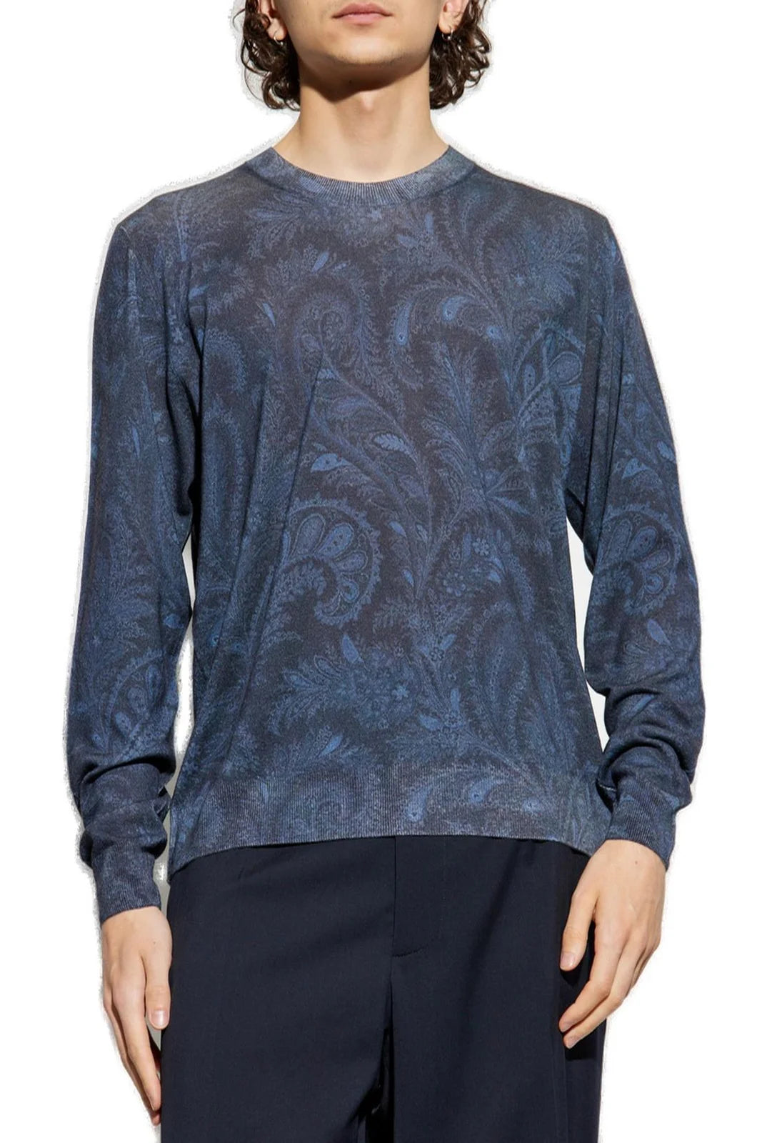 Patterned Crewneck Knitted Jumper-S-ETRO-Levy's Clothier