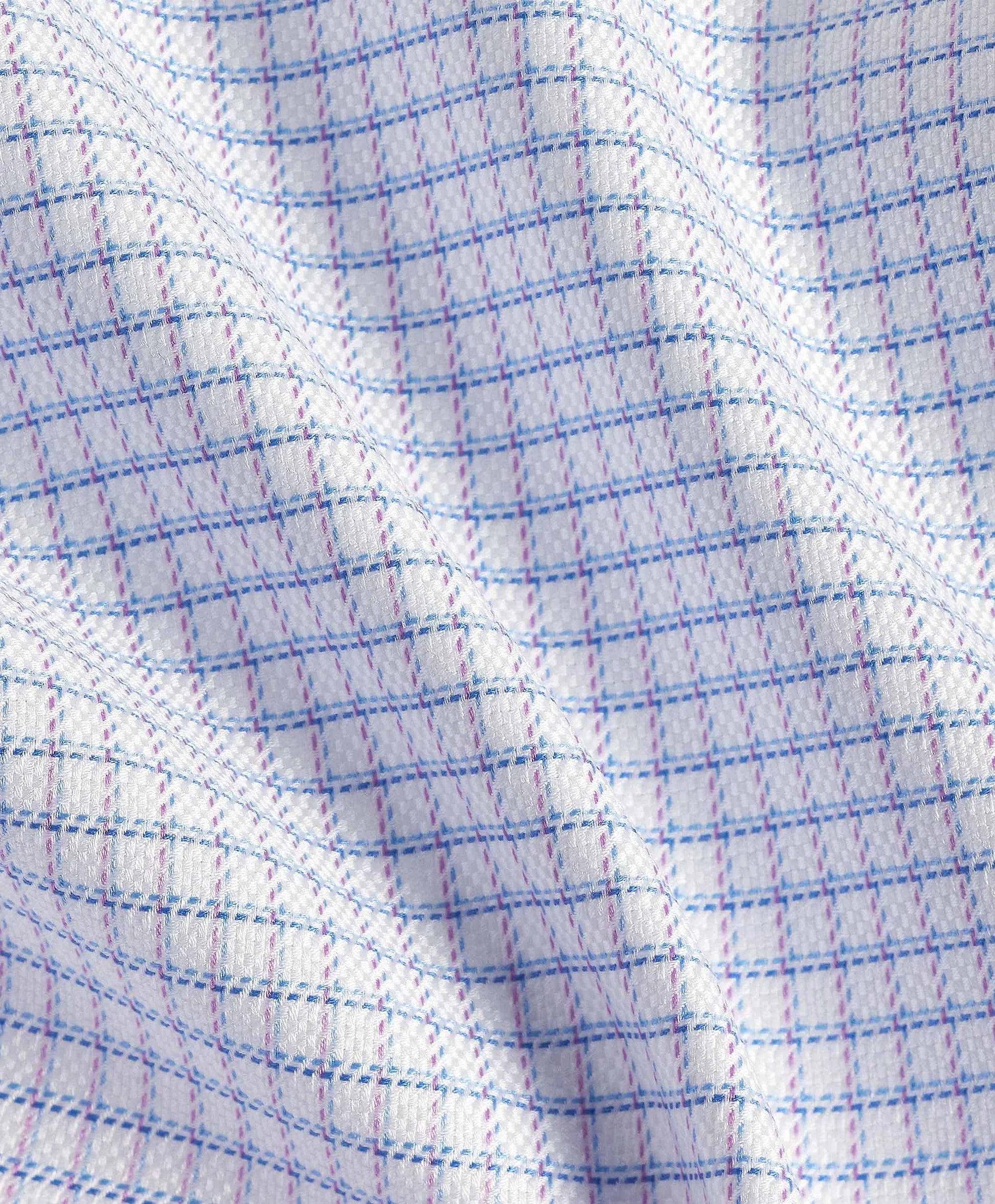 White & Berry Dobby Check Dress Shirt-15.5-White/Berry-DAVID DONAHUE-Levy's Clothier