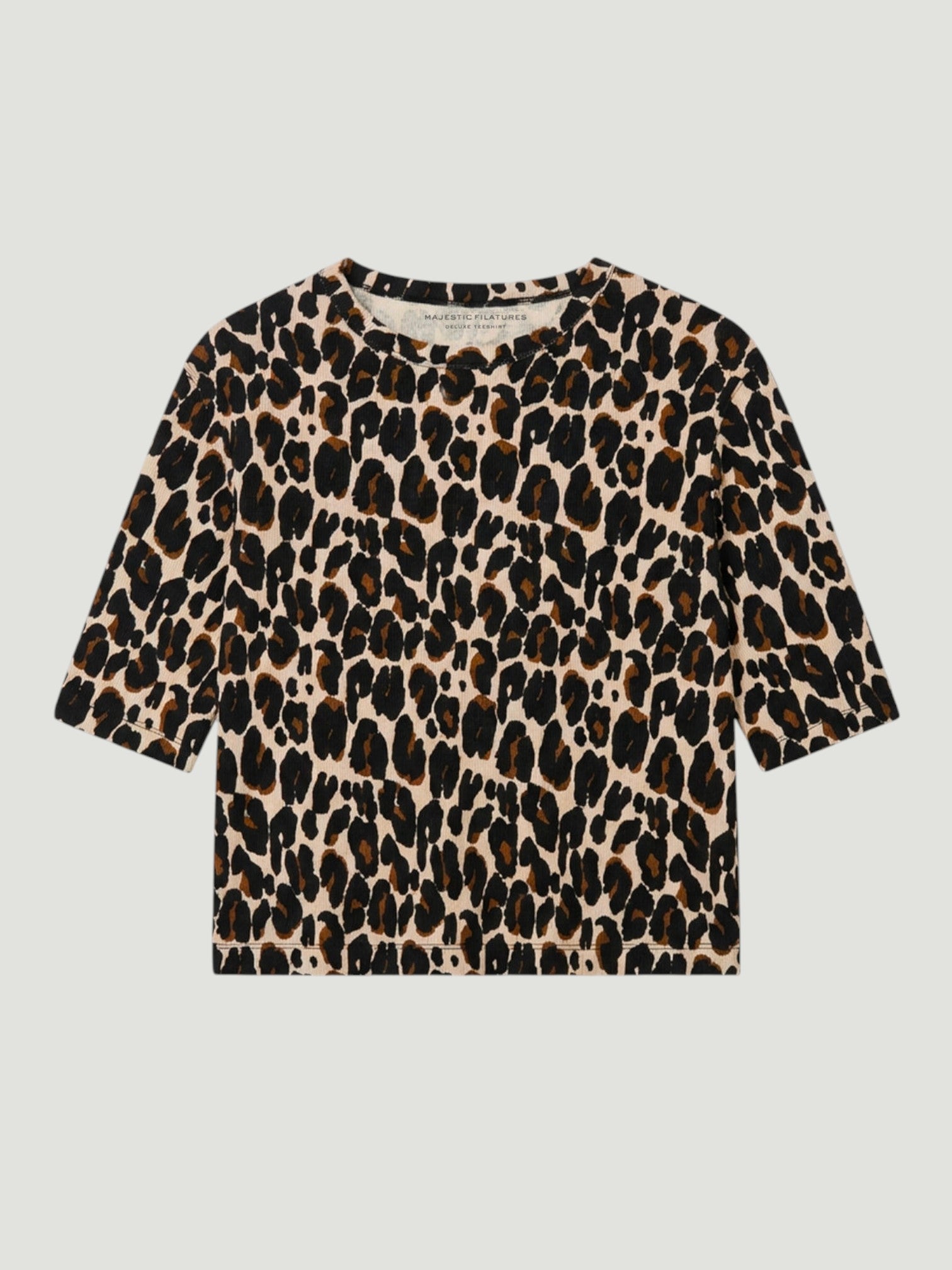Leopard Round-Neck Short-Sleeve Cotton T-Shirt - Ecru Chine-XS-MAJESTIC TEES-Levy's Clothier