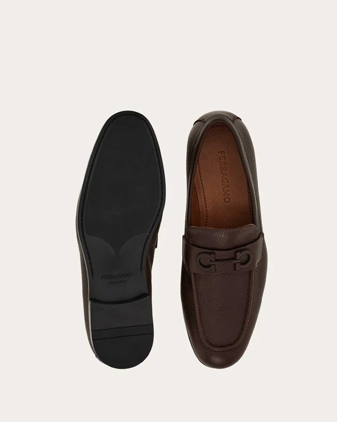 Touch Gancini Loafer-7 E-Testa di Moro-FERRAGAMO-Levy's Clothier