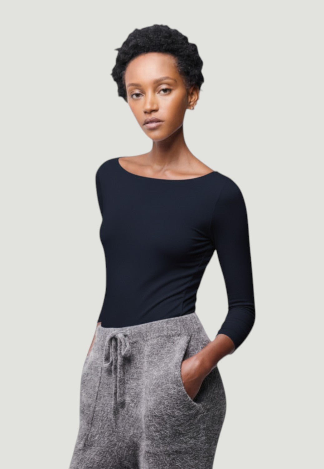 Adele Boat Neck T-shirt in Viscose / Elastane - Blue Moon-XS-BLUE MOON-MAJESTIC TEES-Levy's Clothier