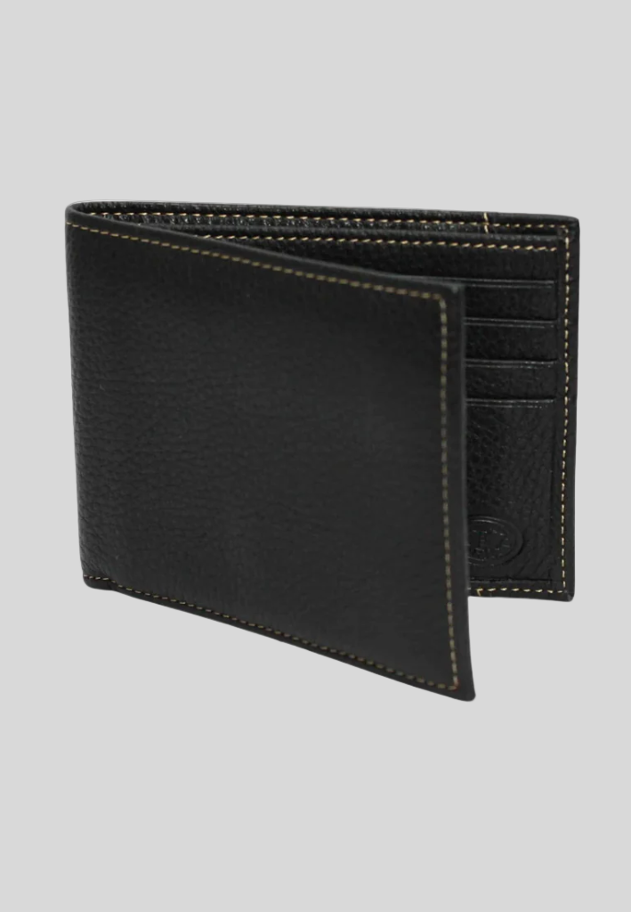Italian Tumbled Glove Leather Billfolrd Wallet - Black-OS-BLACK-TORINO LEATHER-Levy's Clothier