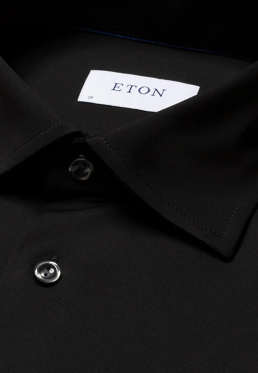 Solid Four-Way Stretch Shirt - Black-15.5-BLACK-ETON OF SWEDEN-Levy's Clothier