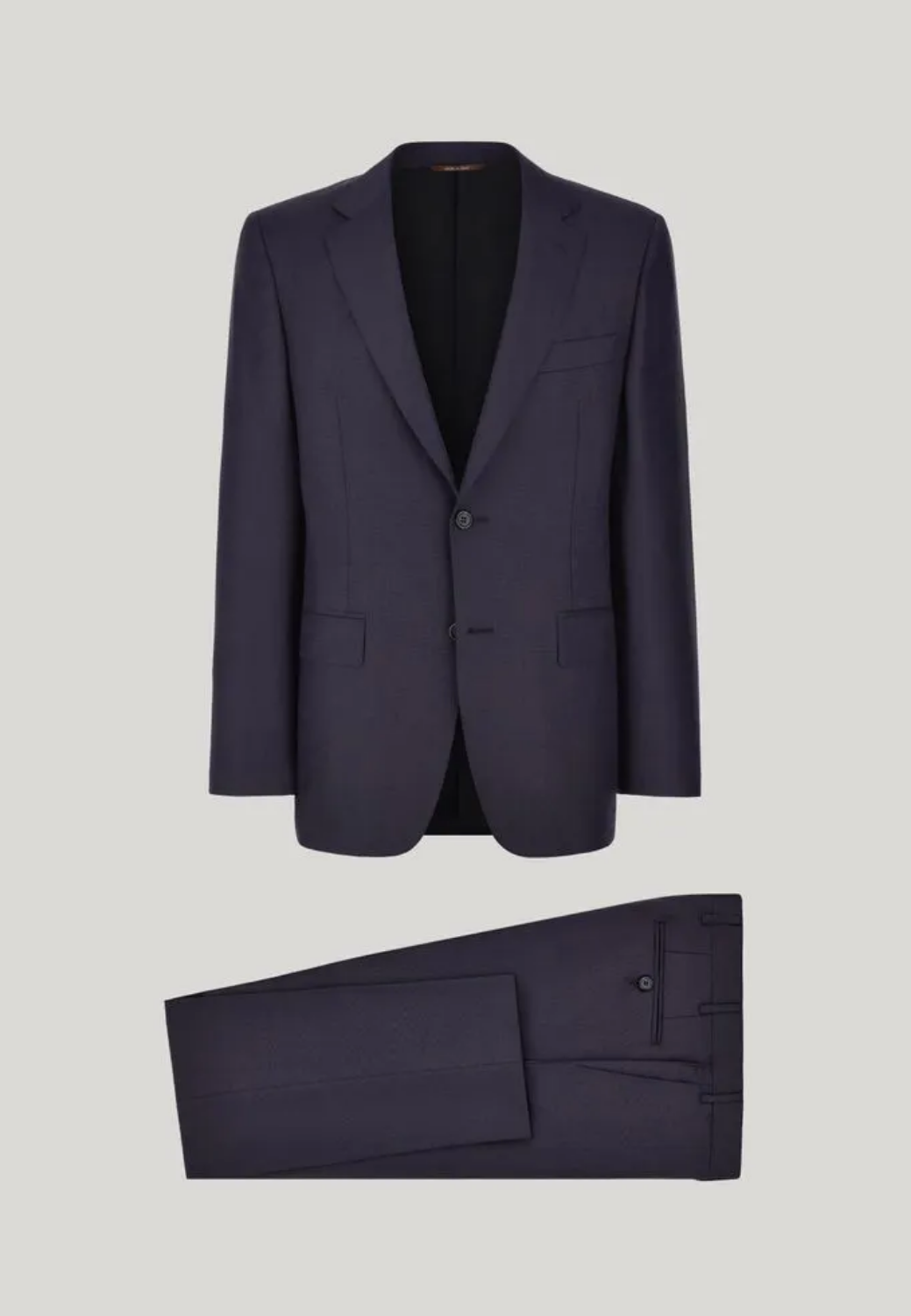 100% Wool Suit with Single Breasted 2 Button Jacket - Navy Blue