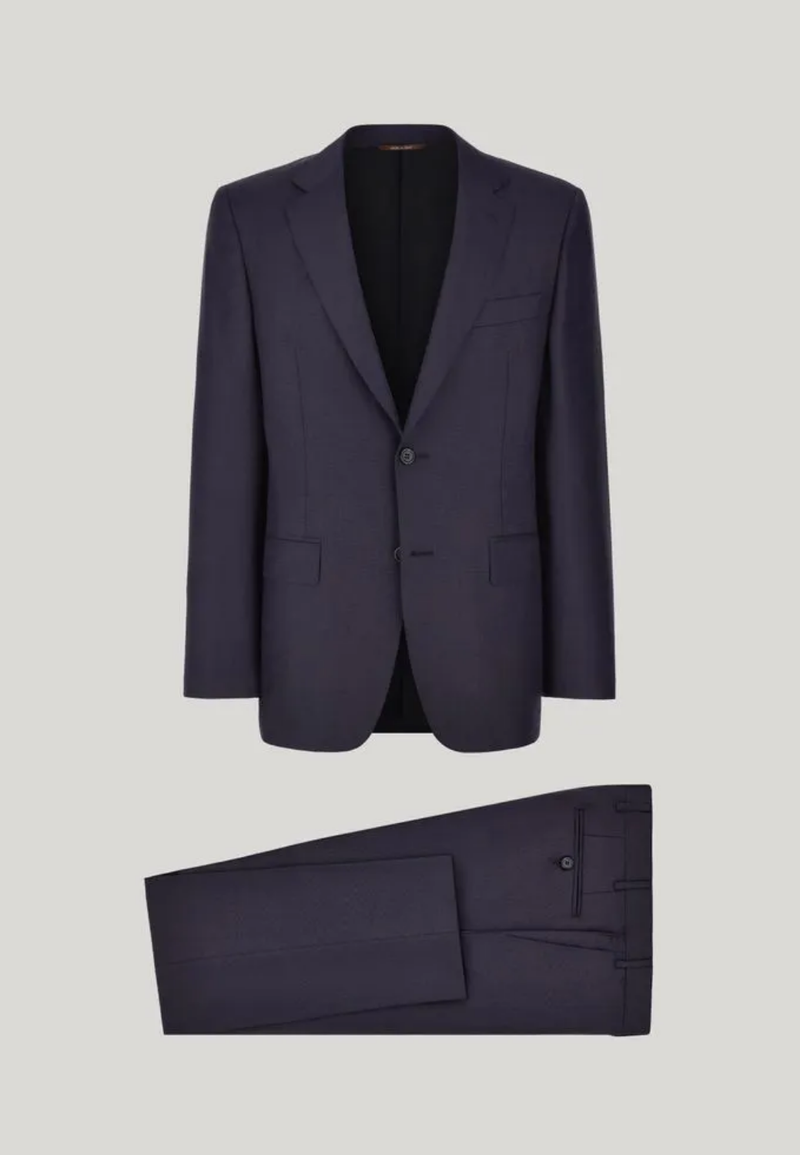 100% Wool Suit with Single Breasted 2 Button Jacket - Navy Blue-50-CANALI MILANO-Levy's Clothier