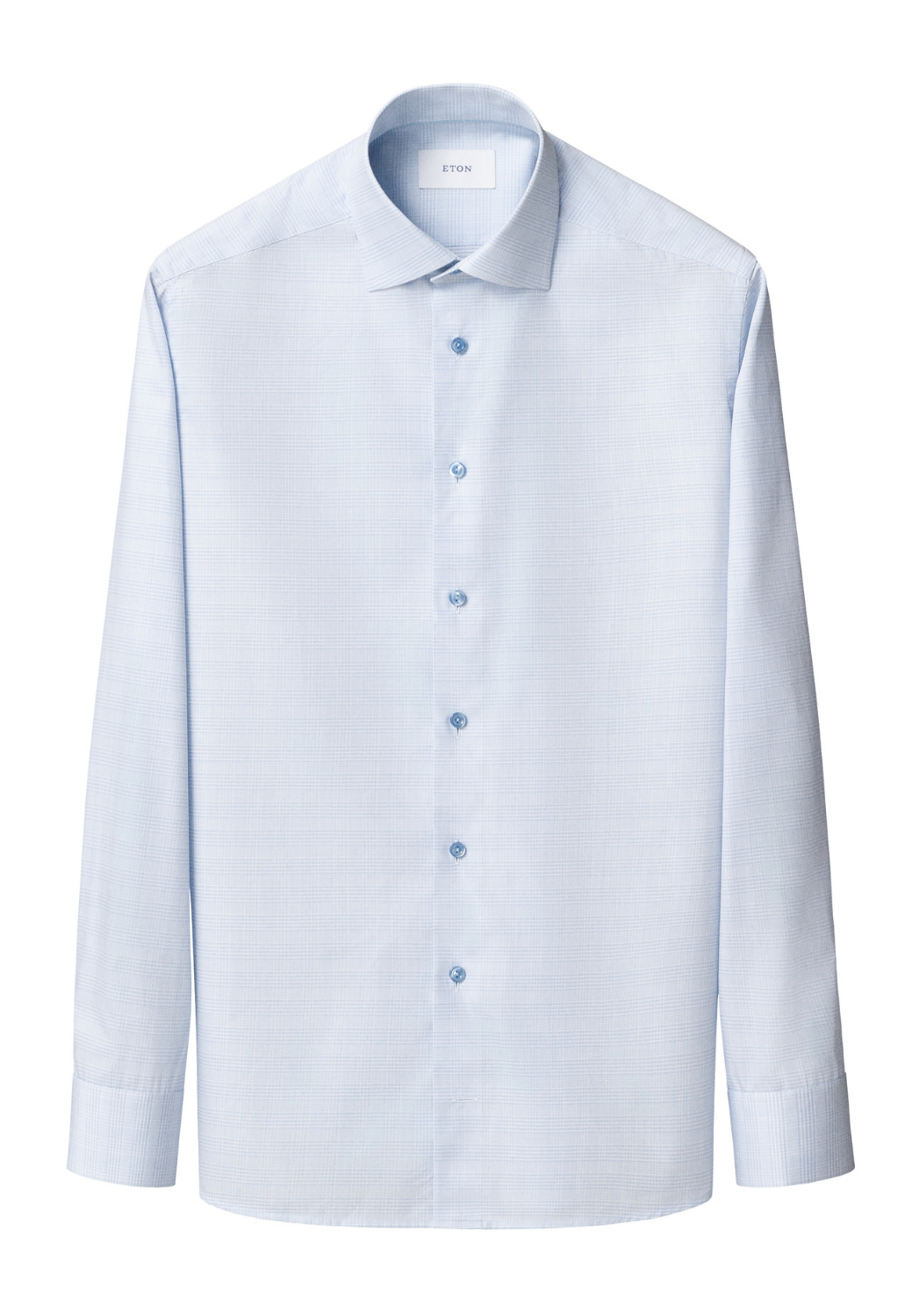 Prince of Wales Check Twill Shirt - Light Blue-15.5-LIGHT BLUE-ETON OF SWEDEN-Levy's Clothier