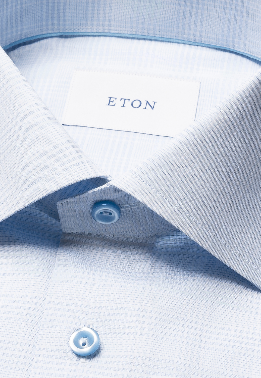 Prince of Wales Check Twill Shirt - Light Blue-15.5-LIGHT BLUE-ETON OF SWEDEN-Levy's Clothier