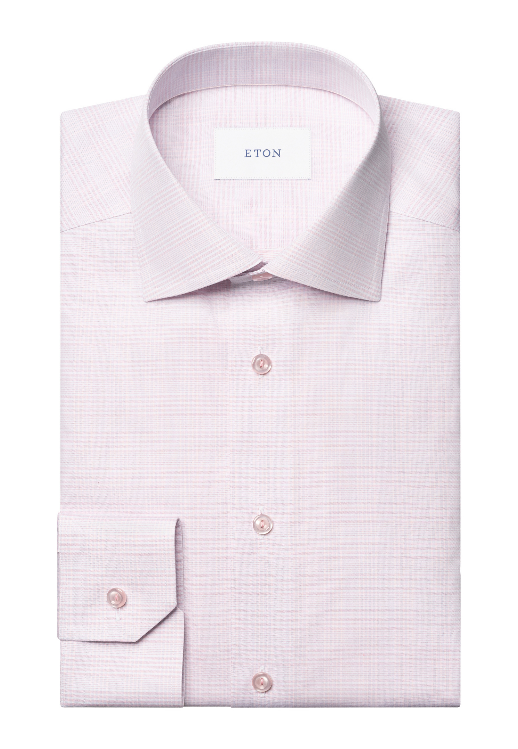 Prince of Wales Check Twill Shirt - Pink-15.5-ETON OF SWEDEN-Levy's Clothier