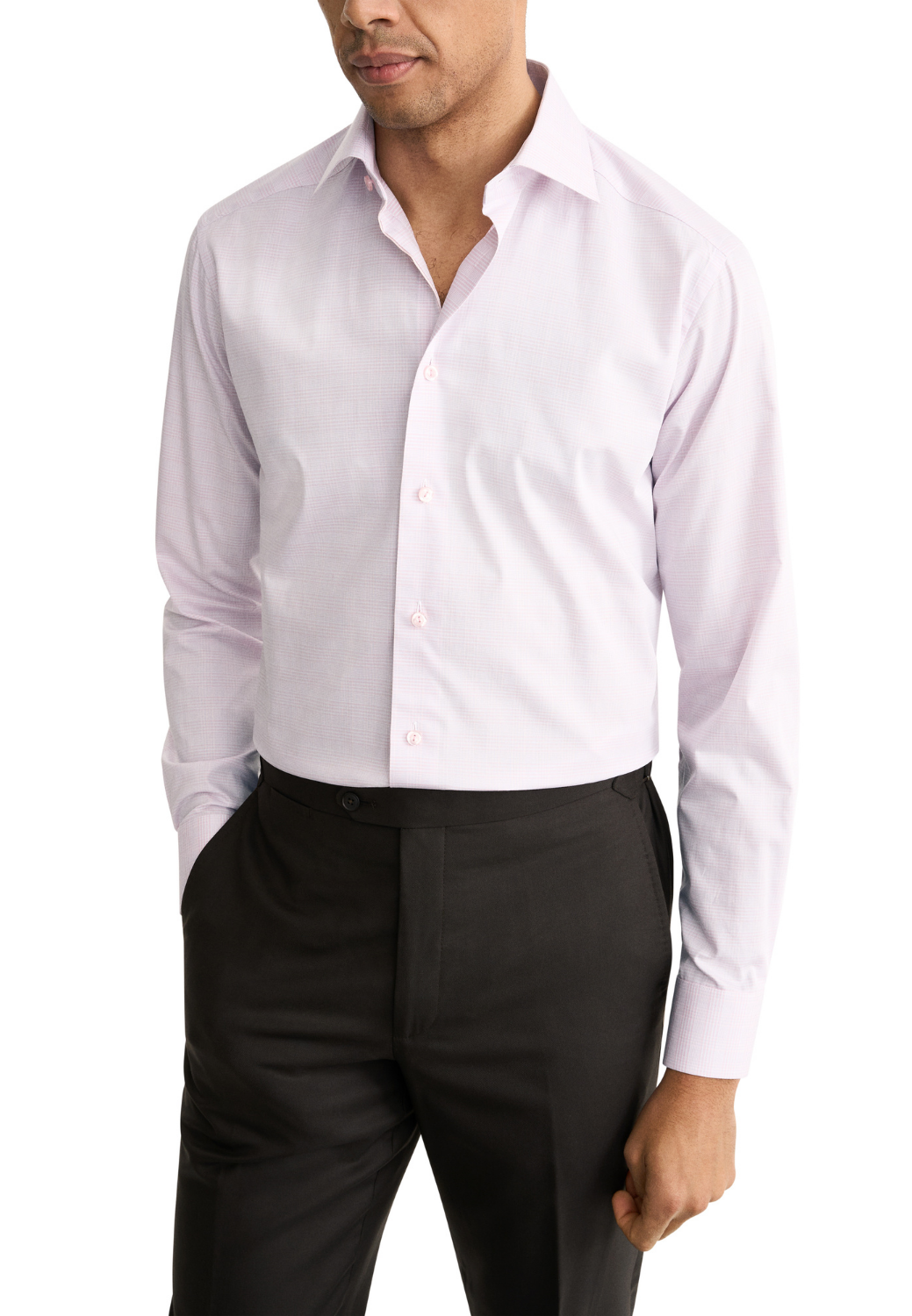 Prince of Wales Check Twill Shirt - Pink-15.5-ETON OF SWEDEN-Levy's Clothier