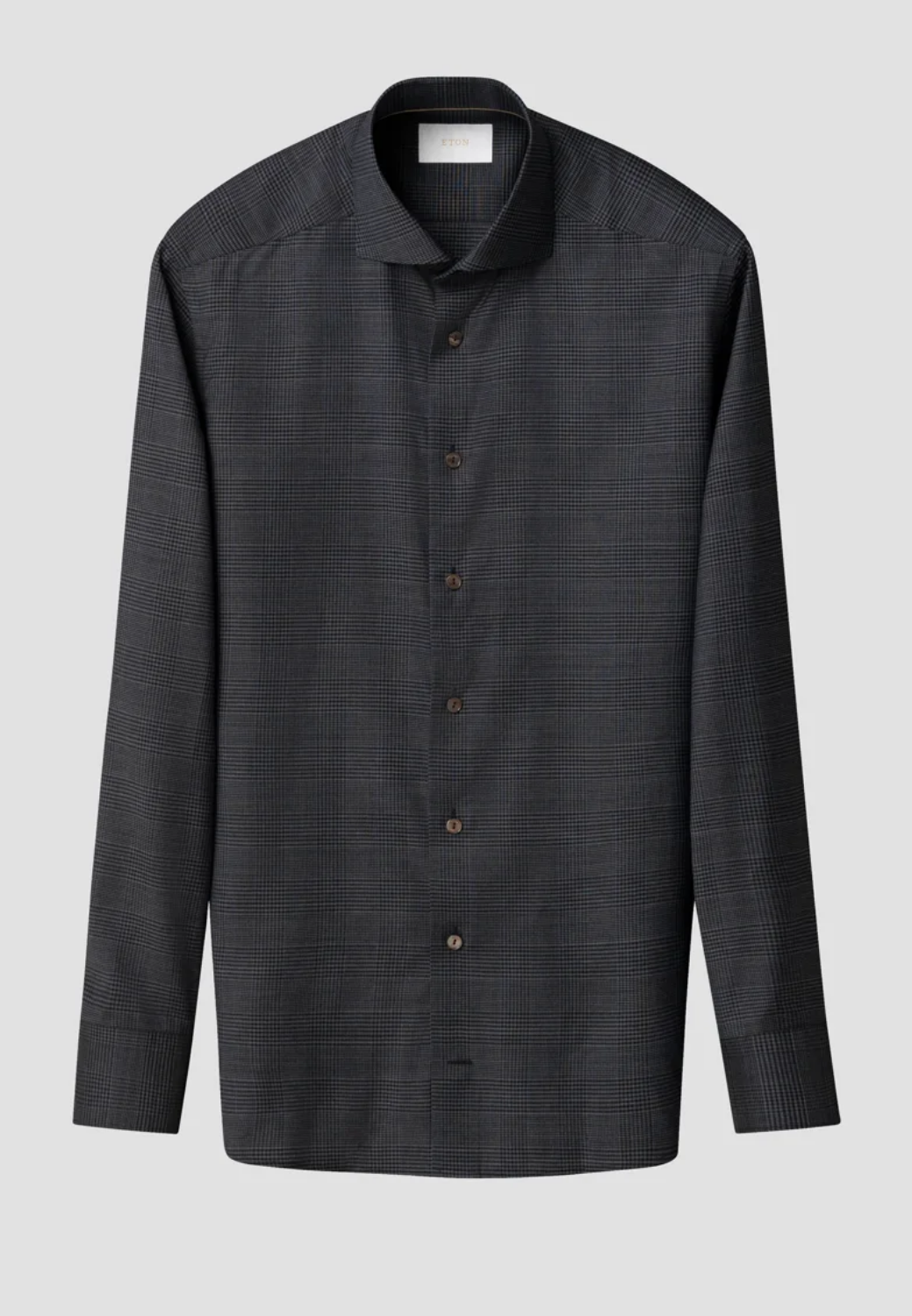 Check 120 Merino Wool Shirt-15.5-GREY-ETON OF SWEDEN-Levy's Clothier