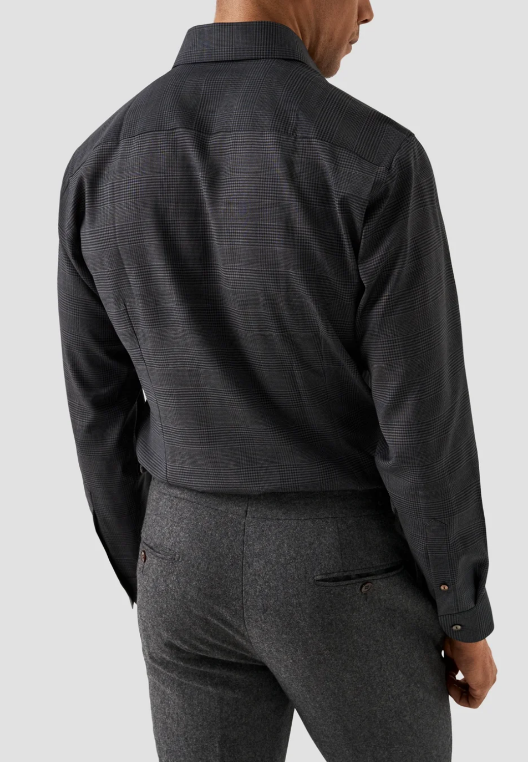Check 120 Merino Wool Shirt-15.5-GREY-ETON OF SWEDEN-Levy's Clothier